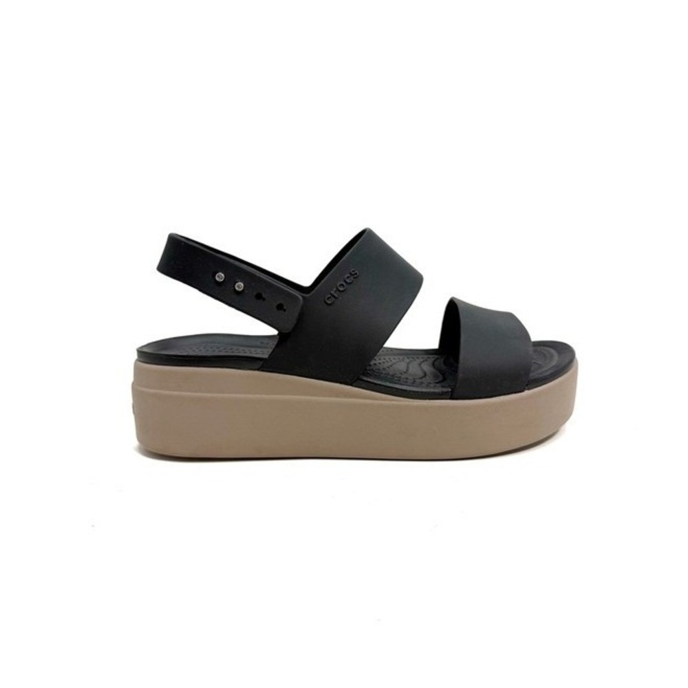 Crocs | Brooklyn Low Wedge Sandal Black Mushroom Platform Size 9